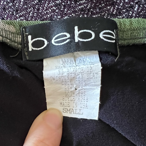 Like New Sexy BeBe Mesh Formfitting Asymmetrical Green Camouflage Skirt - Small - Picture 3 of 3